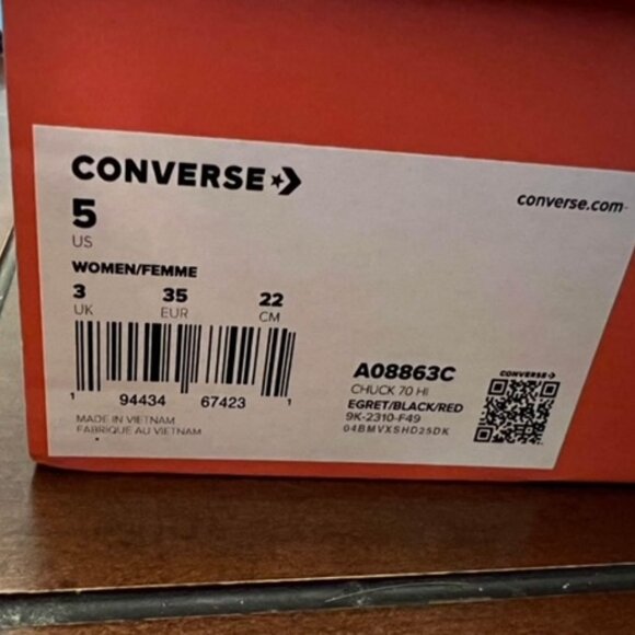 Converse Chuck 70 Cherry high tops - women size 5 - Picture 4 of 4